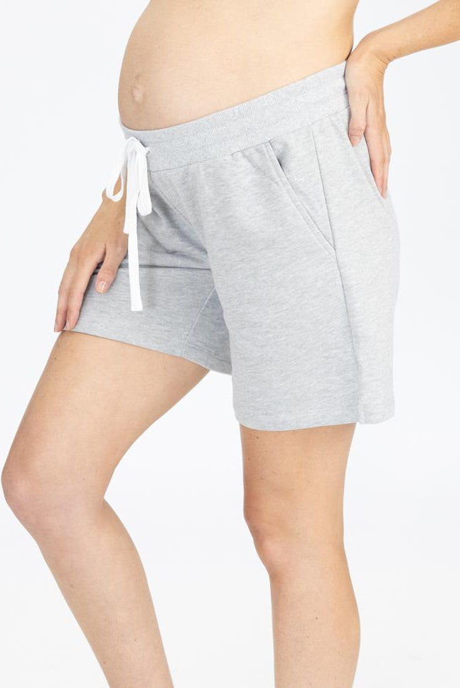 Cotton Maternity Summer Shorts in Marl Grey (4801472692318)