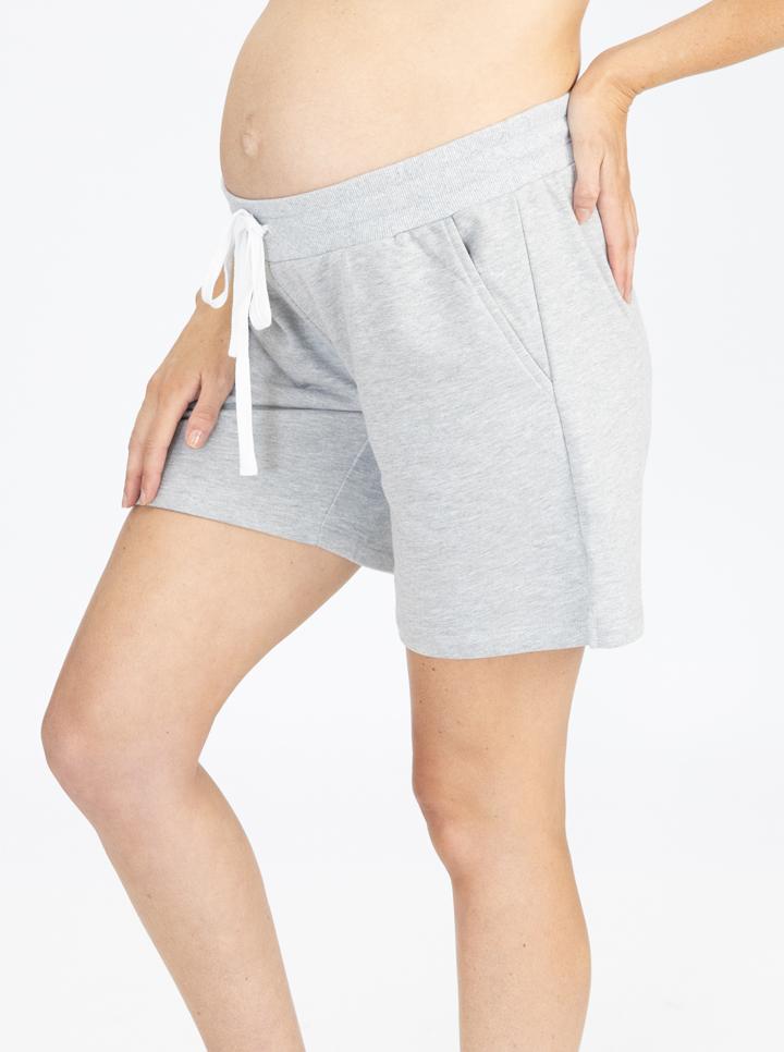 Cotton Maternity Summer Shorts in Marl Grey (4801472692318)