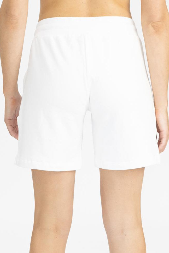 Back view - White Maternity Cotton Shorts (4801470955614)