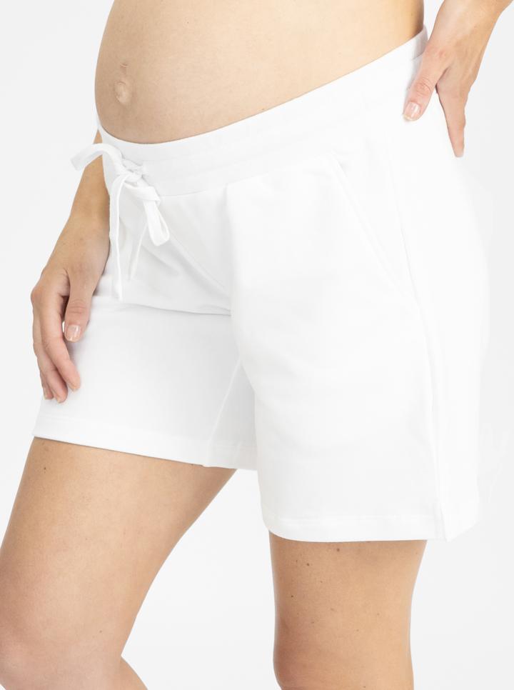 Main view - White Maternity Cotton Shorts (4801470955614)