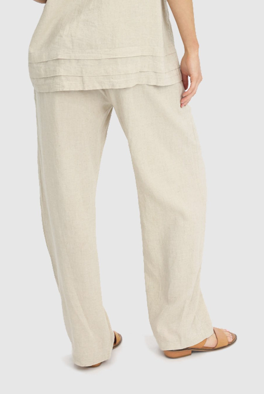 Back view - Comfortable Linen Maternity Pant in Beige (6640782016606)