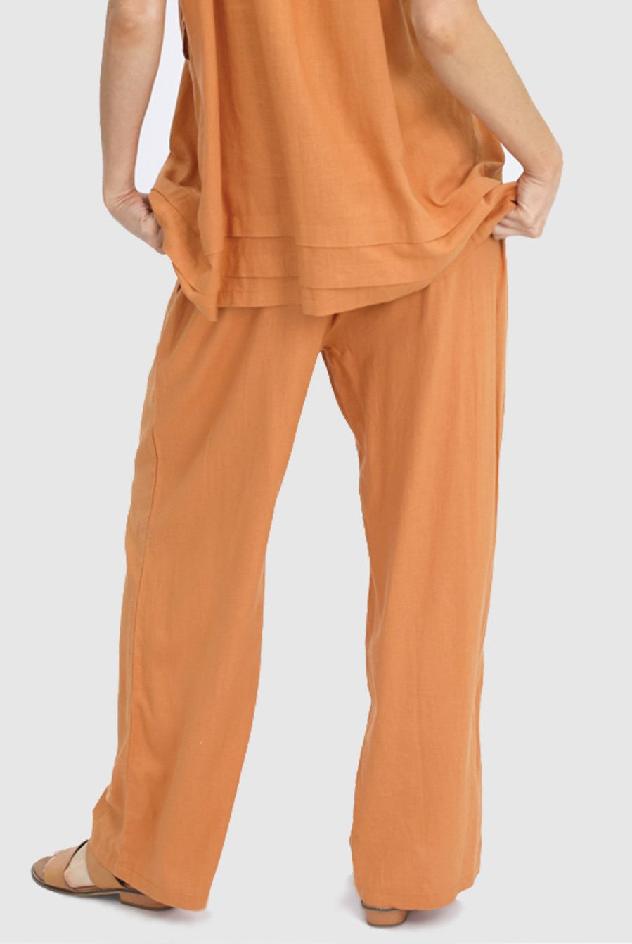 Back view - Comfortable Linen Maternity Pant in Orange from Angel Maternity (6640781983838)