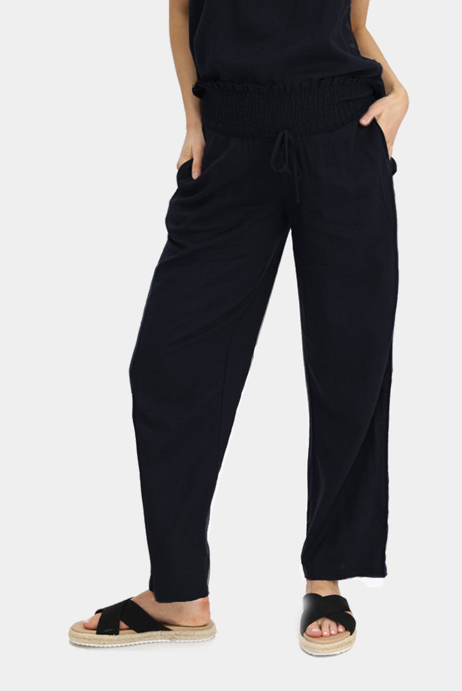 Black Maternity Linen Pants (6640782049374)