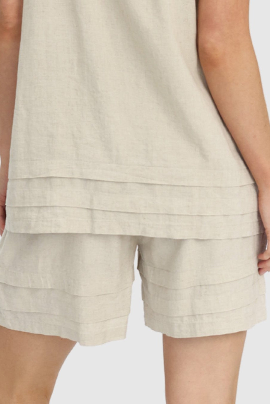 Back view - Maternity Linen Summer Shorts in Beige (6640782475358)