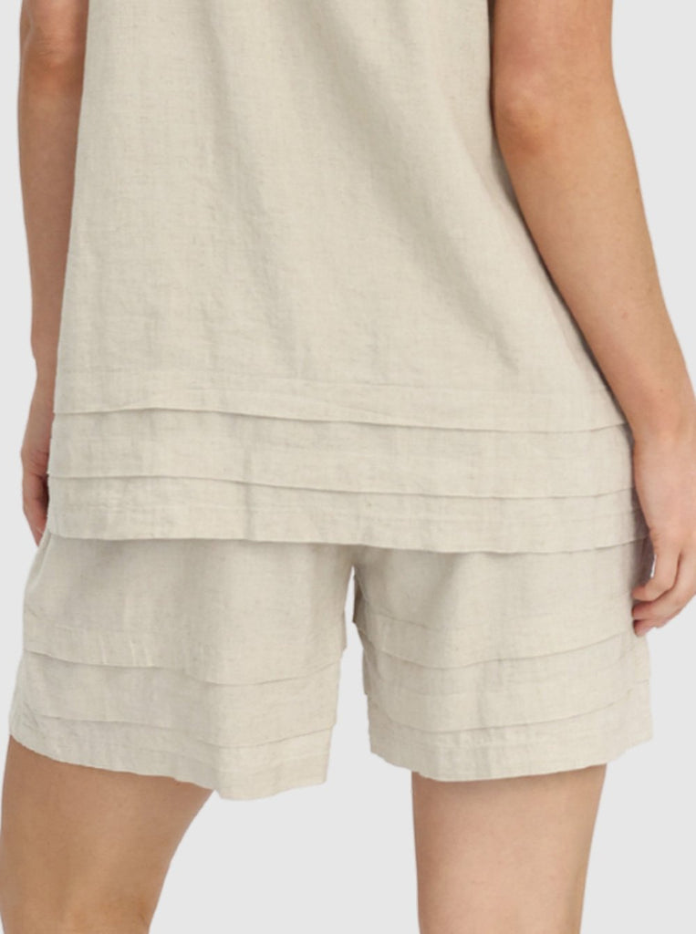 Back view - Maternity Linen Summer Shorts in Beige (6640782475358)