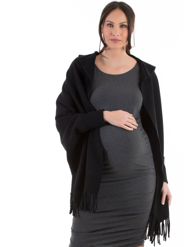 Maternity Wool Blend Winter Cape - Black - Angel Maternity - Maternity clothes - shop online (3946168221799)