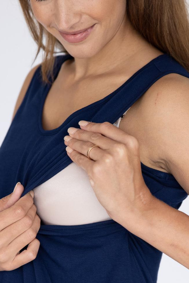 Nursing friendly - Navy Maternity Swing Tank with Nursing Opening (6692531568734)