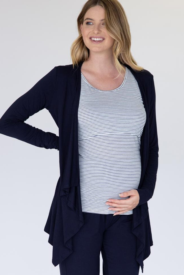 Maternity Waterfall Bamboo Cardigan in Navy - Angel Maternity - Maternity clothes - shop online (188010201109)