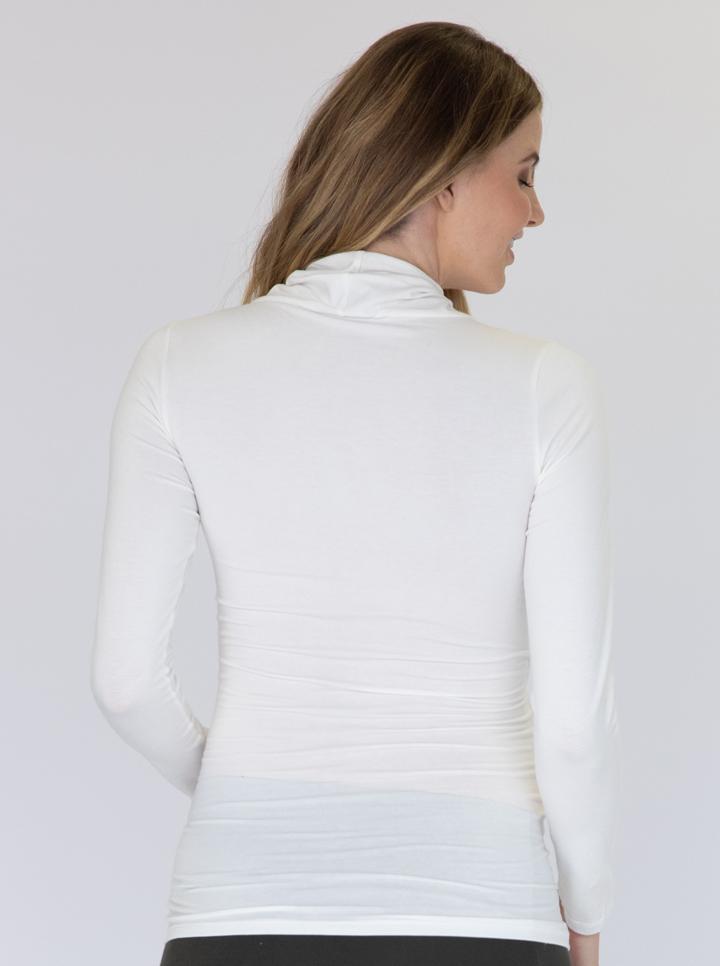 Back view - White Maternity V-Neck Crossover Bamboo Long Sleeve Top (6537446162526)