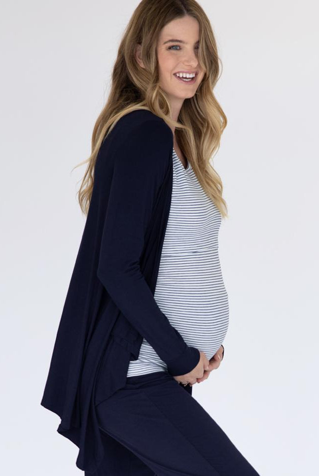 Maternity Waterfall Bamboo Cardigan in Navy - Angel Maternity - Maternity clothes - shop online (188010201109)