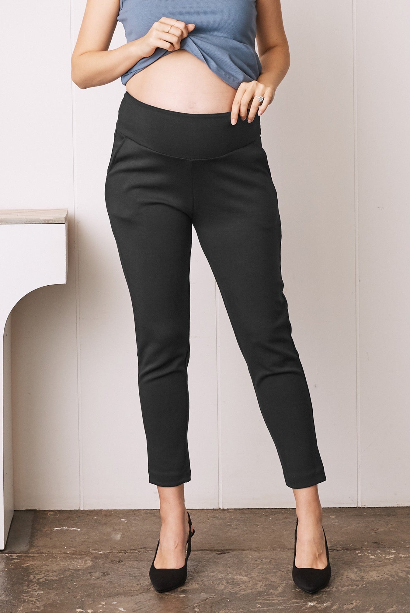 Full Stretch Slim Cut Maternity Work Pants - Ankle Length or Petite (1581995360359) (6732691832926)