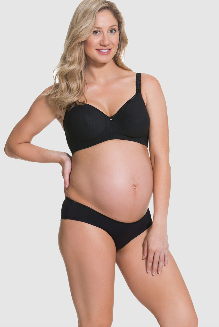 Full view - Cake Maternity Croissant Bikini Brief in Black (4734174036062)