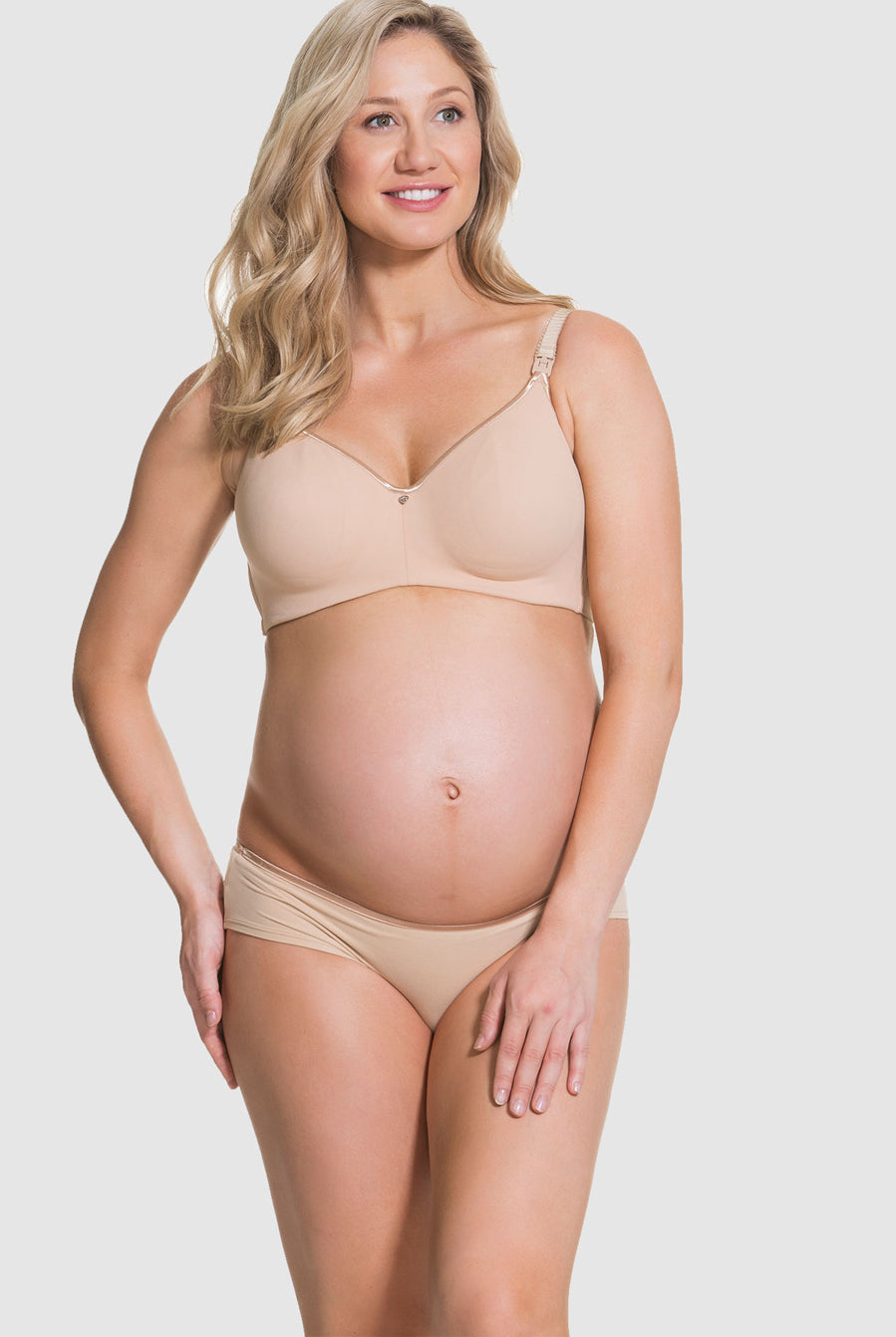Full view - Cake Maternity Croissant Bikini Brief in Nude (4734174036062)