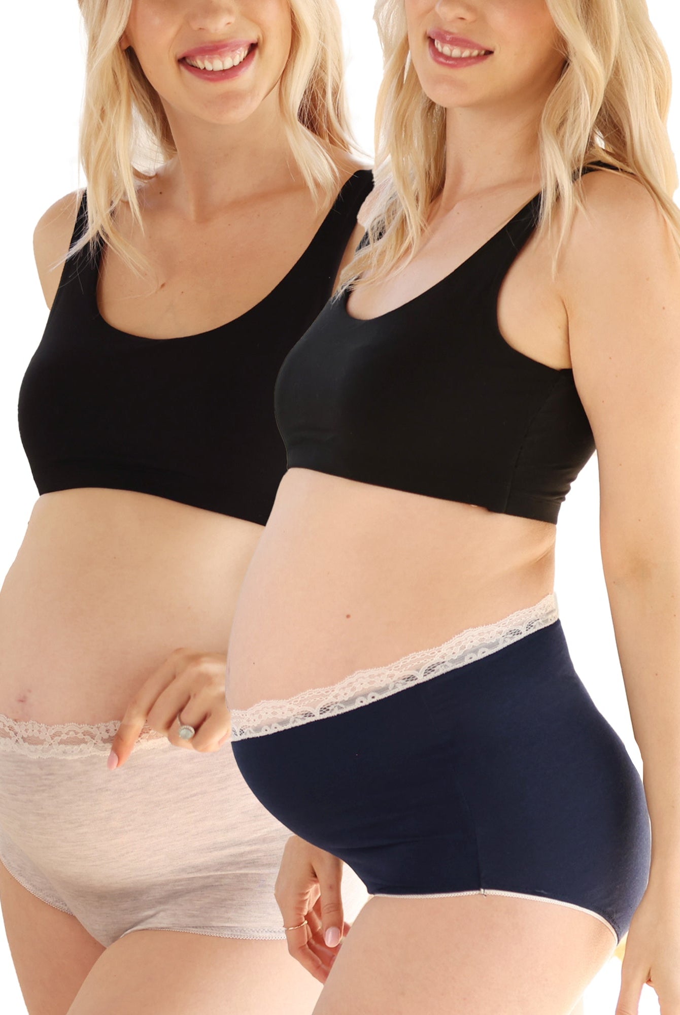 2-pack - Gracie Bamboo Maternity Underwear in Grey/Navy - Angel Maternity USA