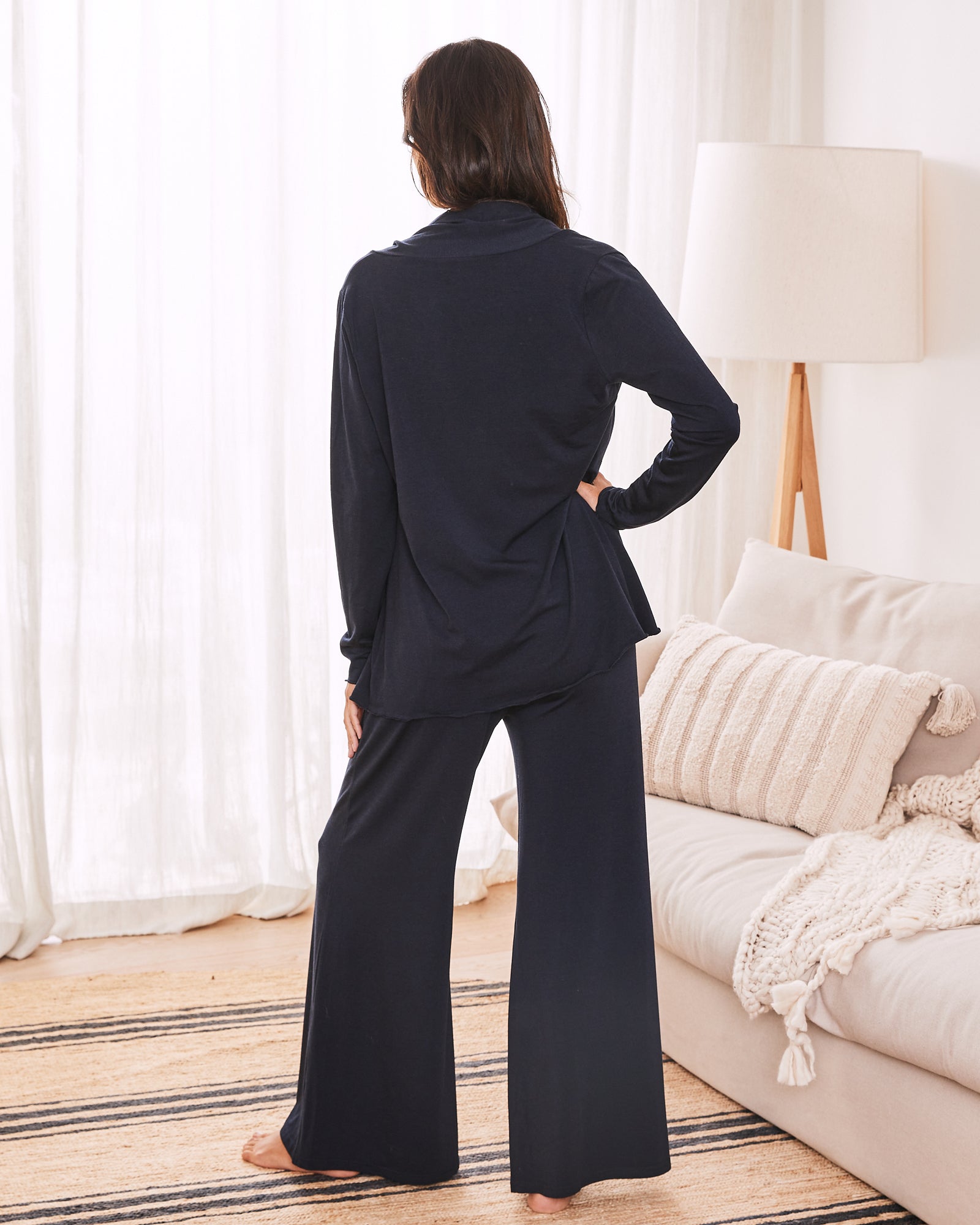 back view - 3-piece-maternity-nursing-friendly-set-navy