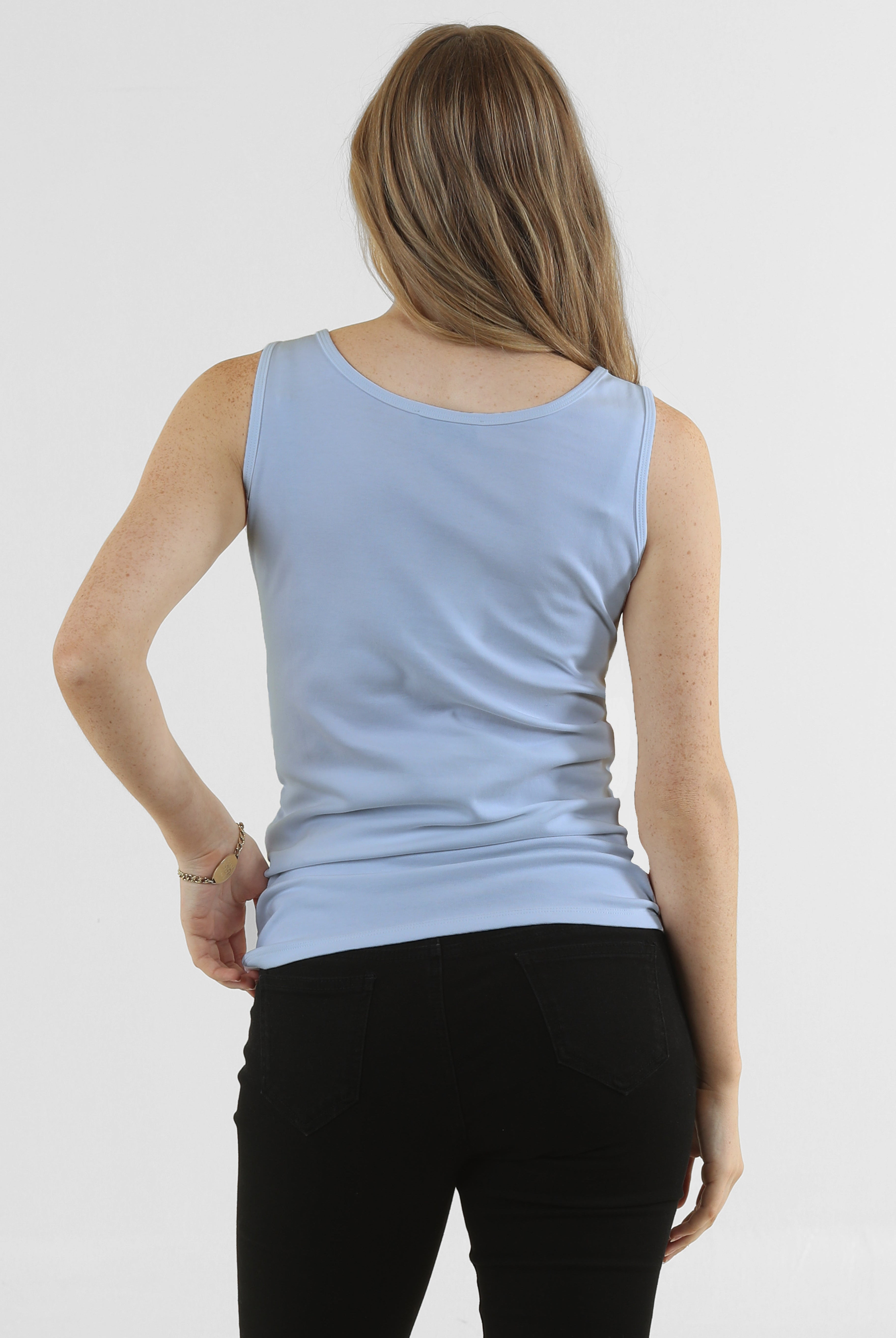 Maternity nursing cotton tank tee in blue-back