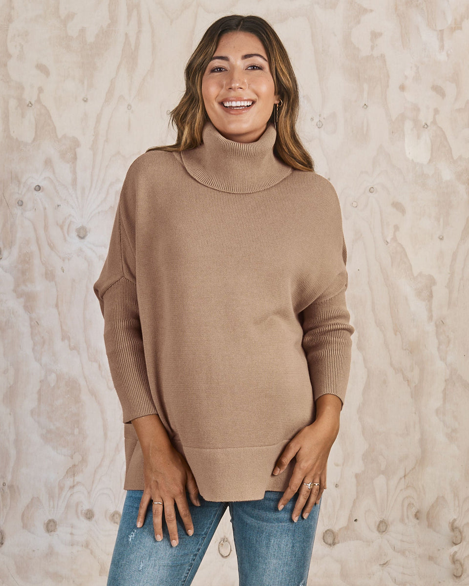 All in One Maternity Reversible Knit Sweater in Champagne  Angel ...