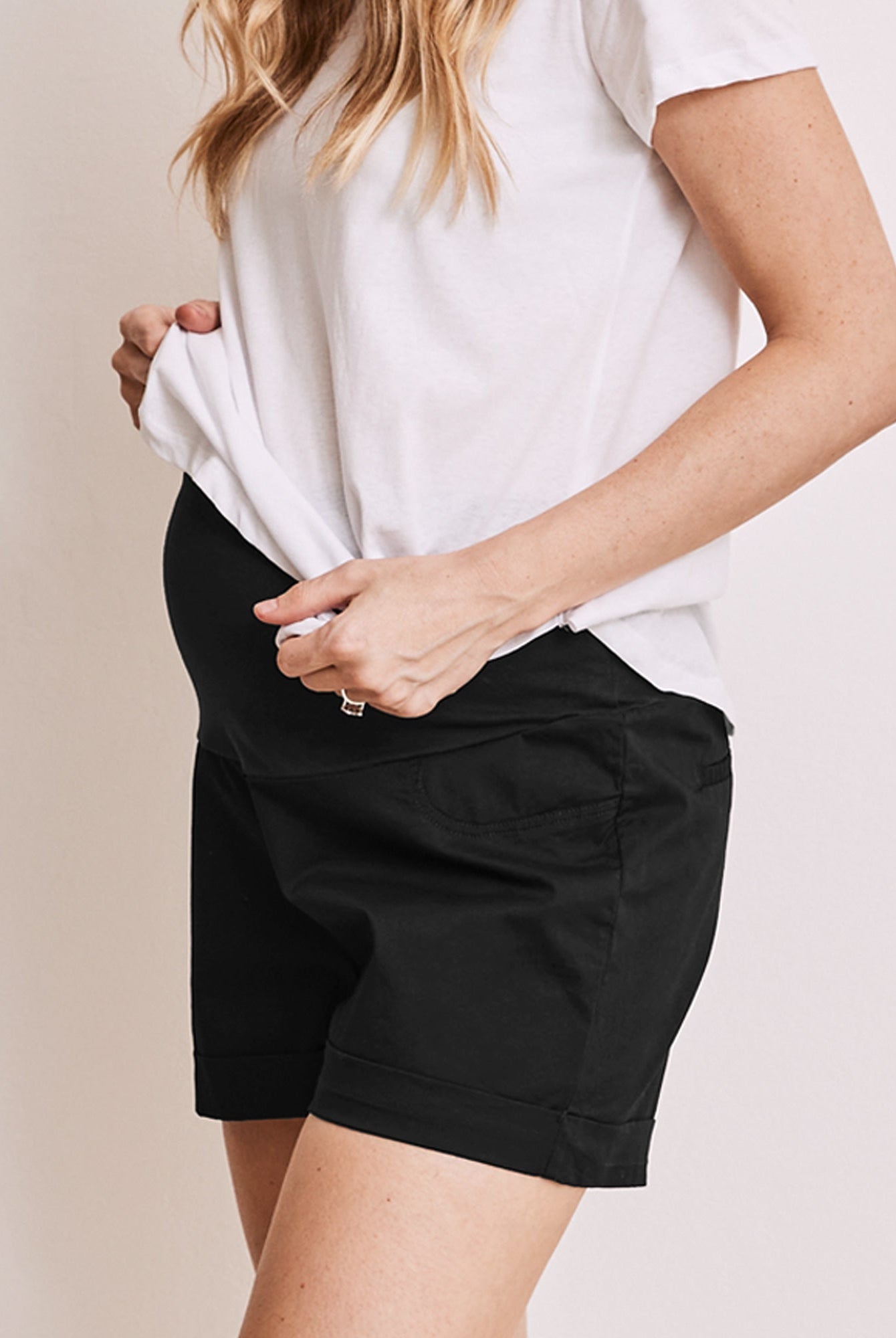 Maternity cotton shorts black
