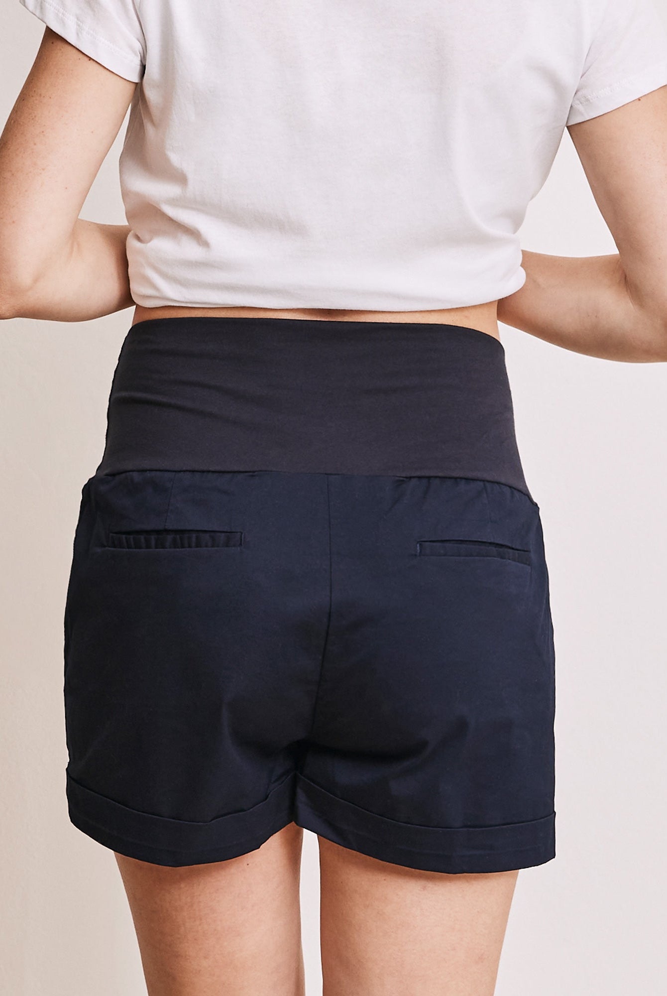Back View - Maternity cotton shorts