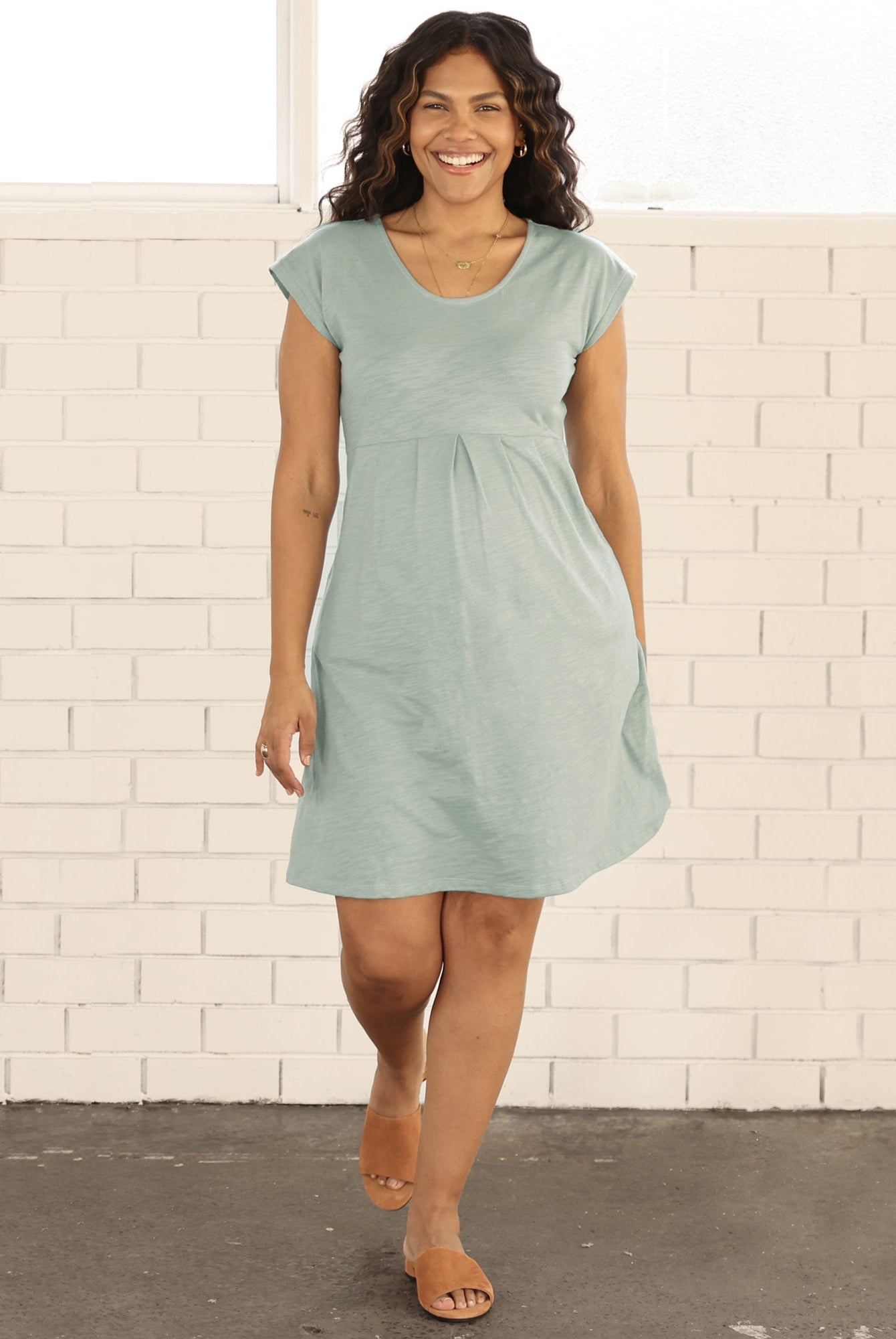 Sharon Maternity Day Dress in Sage - Angel Maternity USA