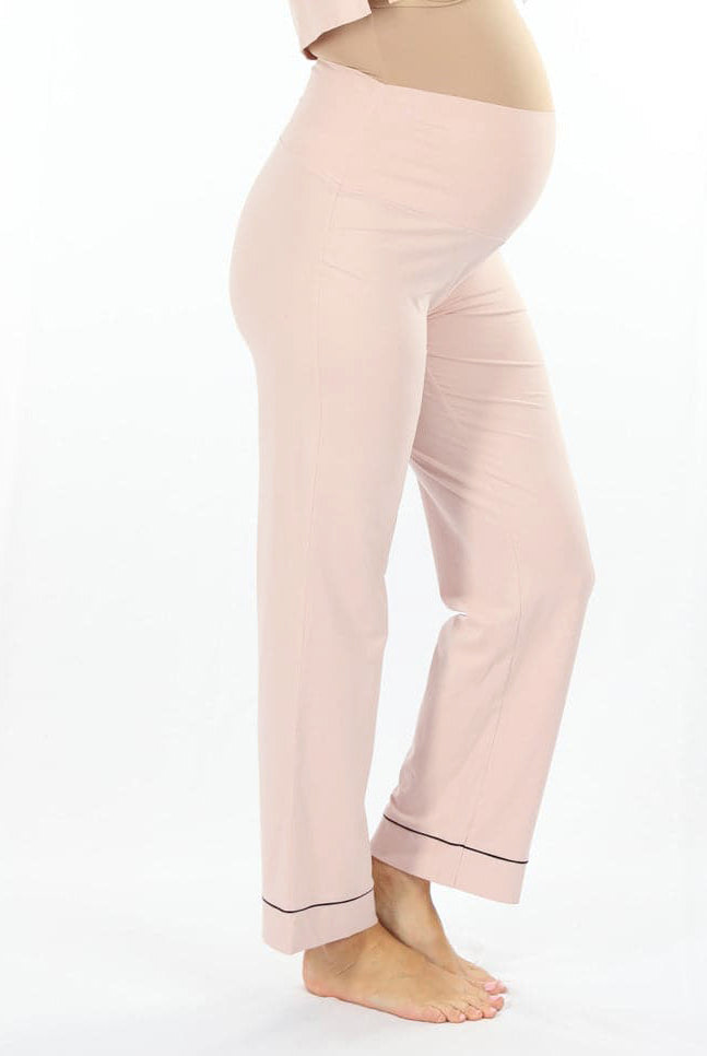 waistband of maternity pyjama set in pink