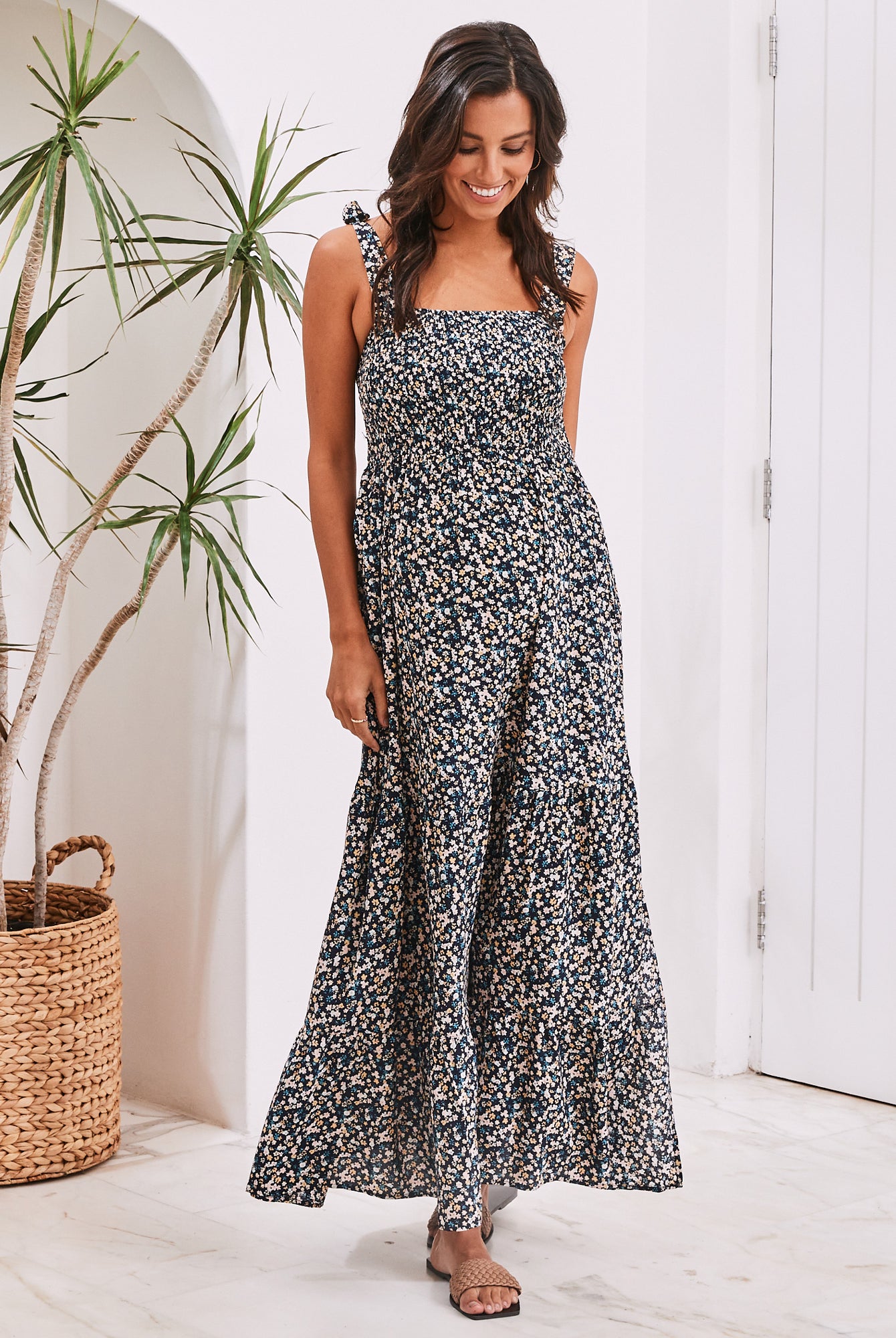 Maternity Maxi Lilliana Dress in Navy Floral - Angel Maternity USA