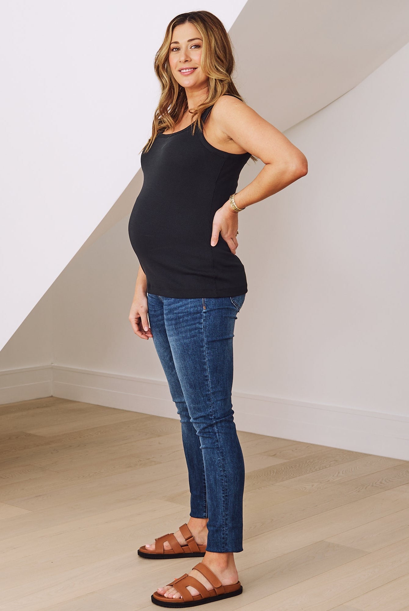 maternity and nursing ribbed singlet in black