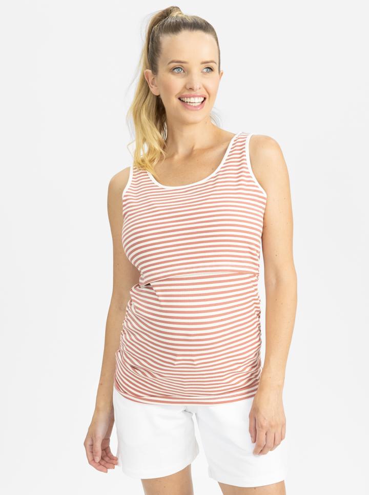 Maternity Tank - Rose pink and white stripes main (4797636378718)
