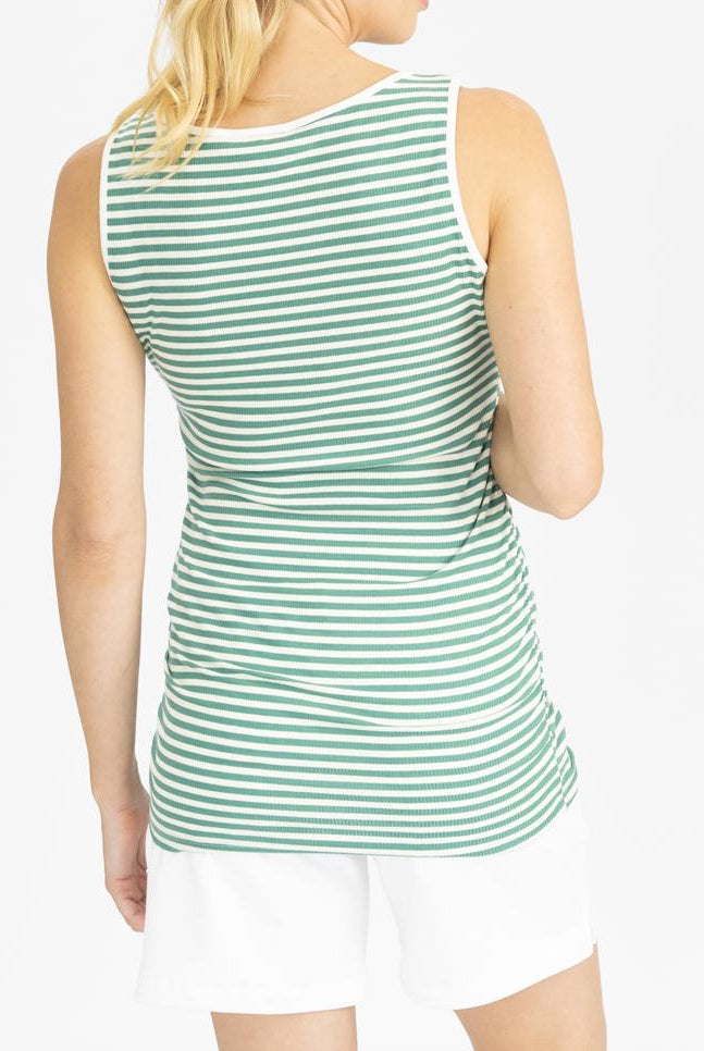 Maternity Tank in Green and White Stripes - Angel Maternity USA (4797636411486)