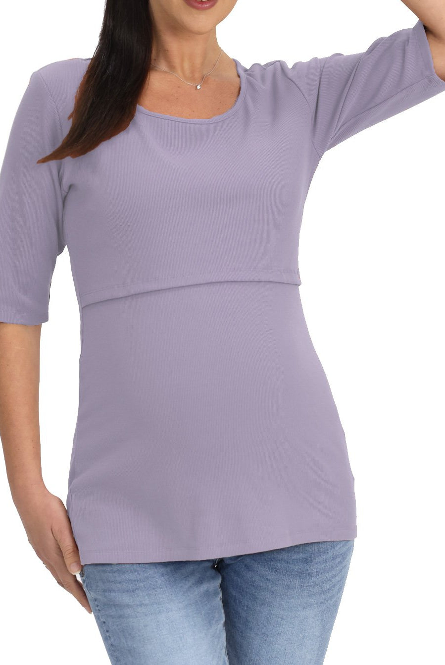 Maternity & Nursing Short Sleeve Top - Lavender (6639690612830)