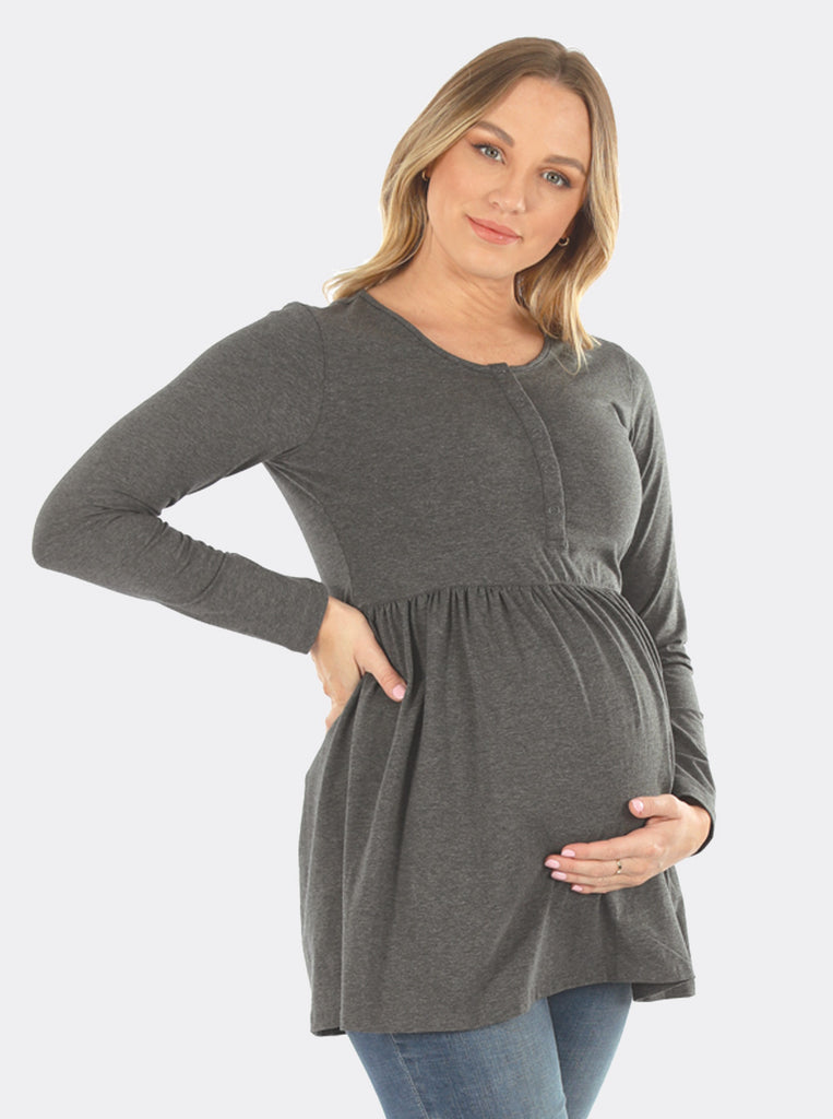 Main view - Maternity & Nursing Long Sleeve Baby Doll Tee (6621383917662)