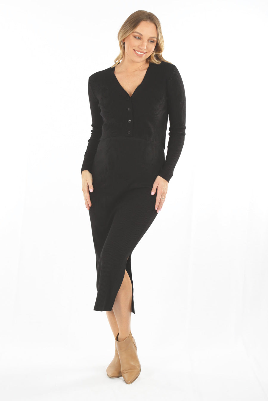 Maternity Long Sleeve Cardigan in Black (6621382312030)