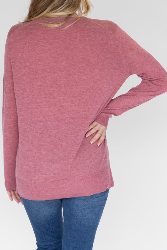Maternity Oversize Wool Knit Jumper - Rose back (4753063542878)