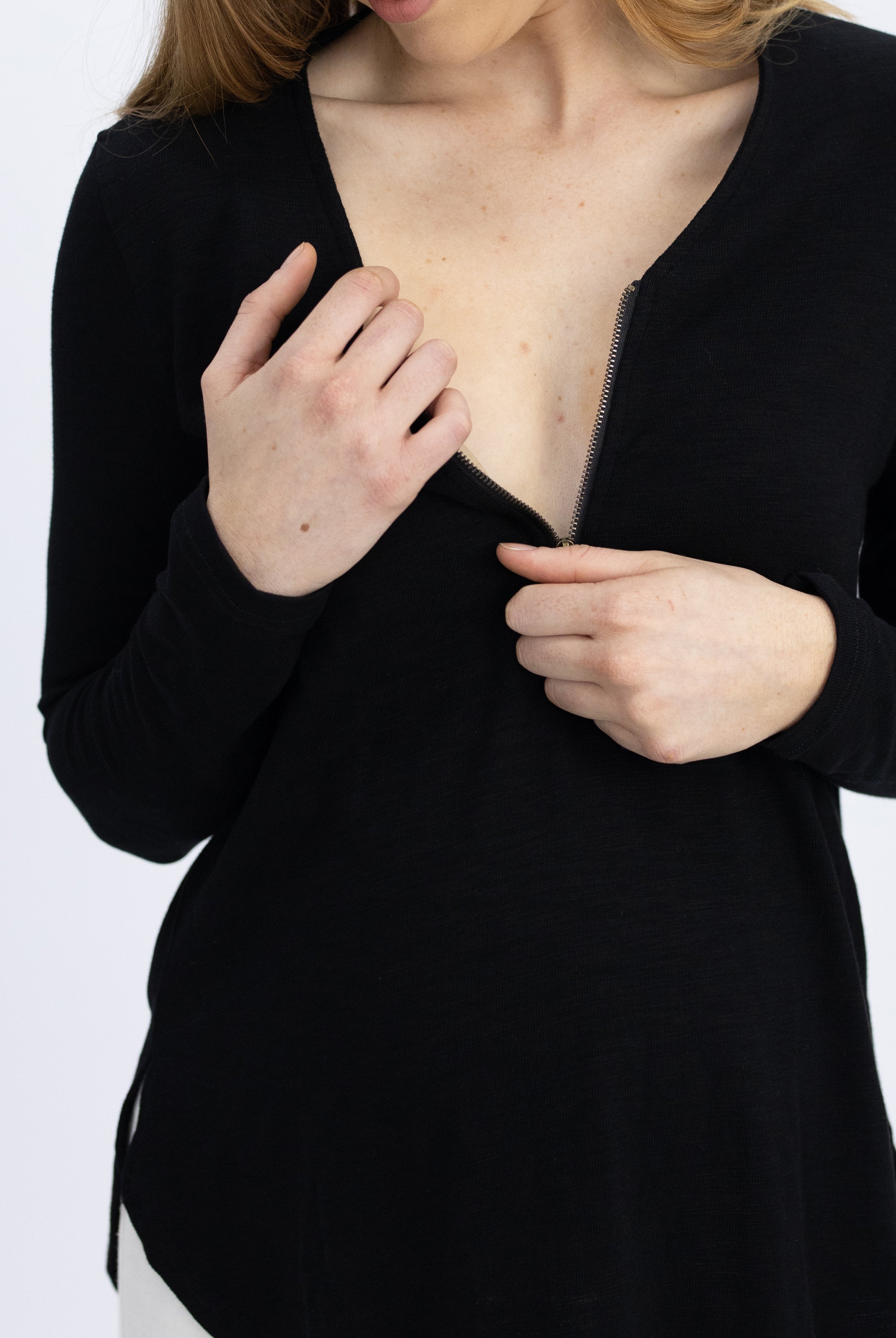 Long Sleeve Maternity and Nursing Top - Black - Angel Maternity USA (4754039930974)