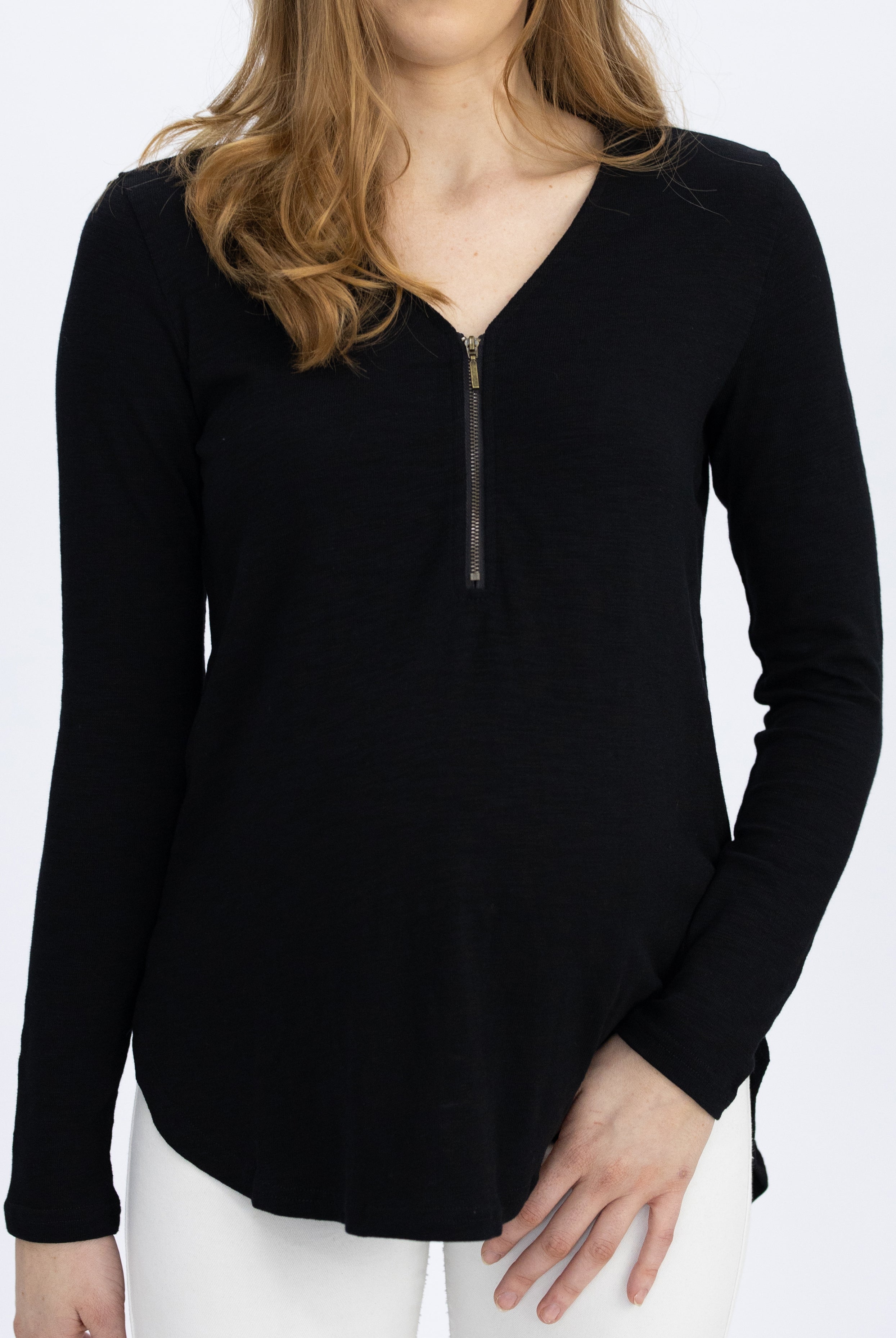 Long Sleeve Maternity and Nursing Top - Black - Angel Maternity USA (4754039930974)