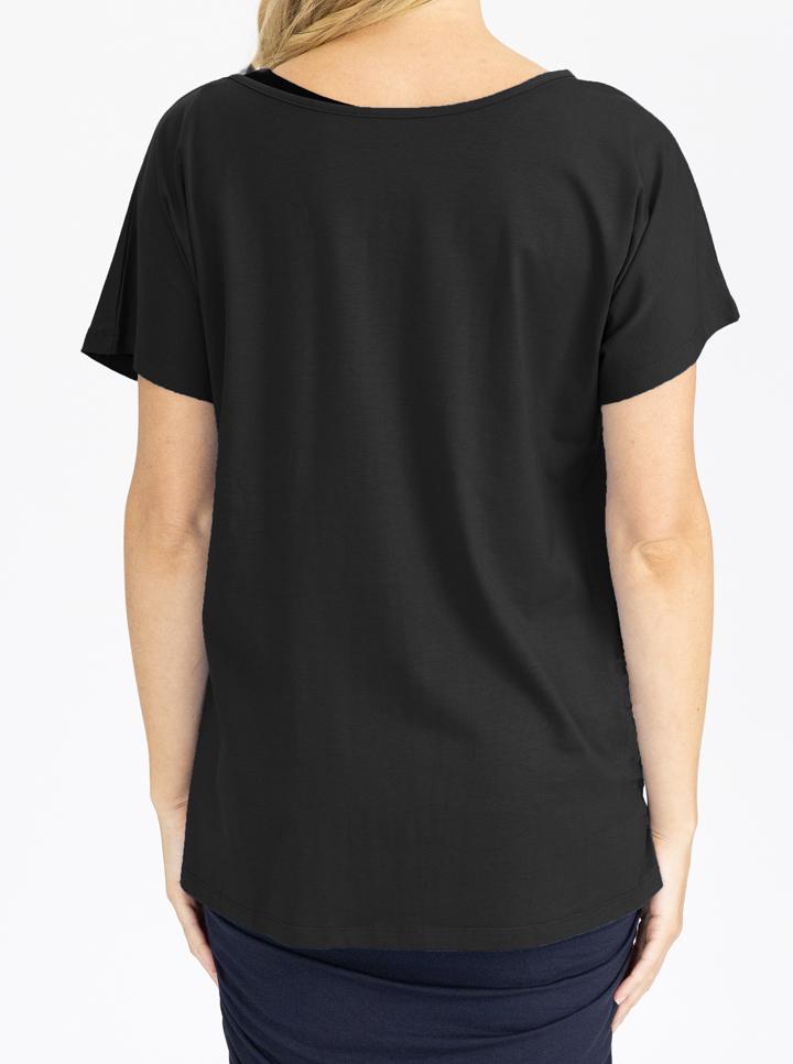 Back view - Reversible Maternity Tee Top in Black (4802026602590)