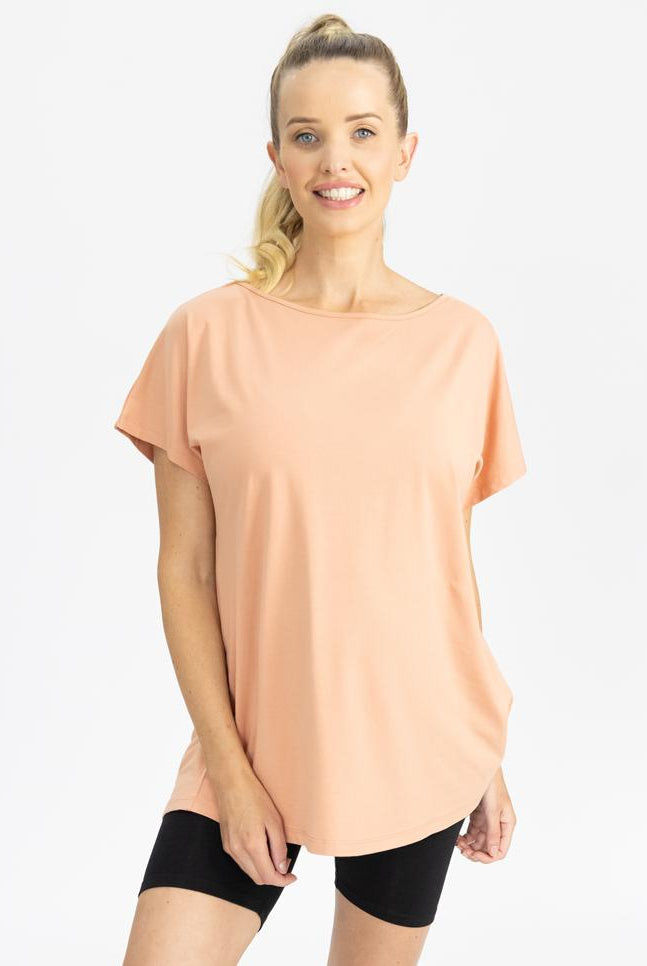 Reversible Maternity T-Shirt in Peach front (4802026668126)