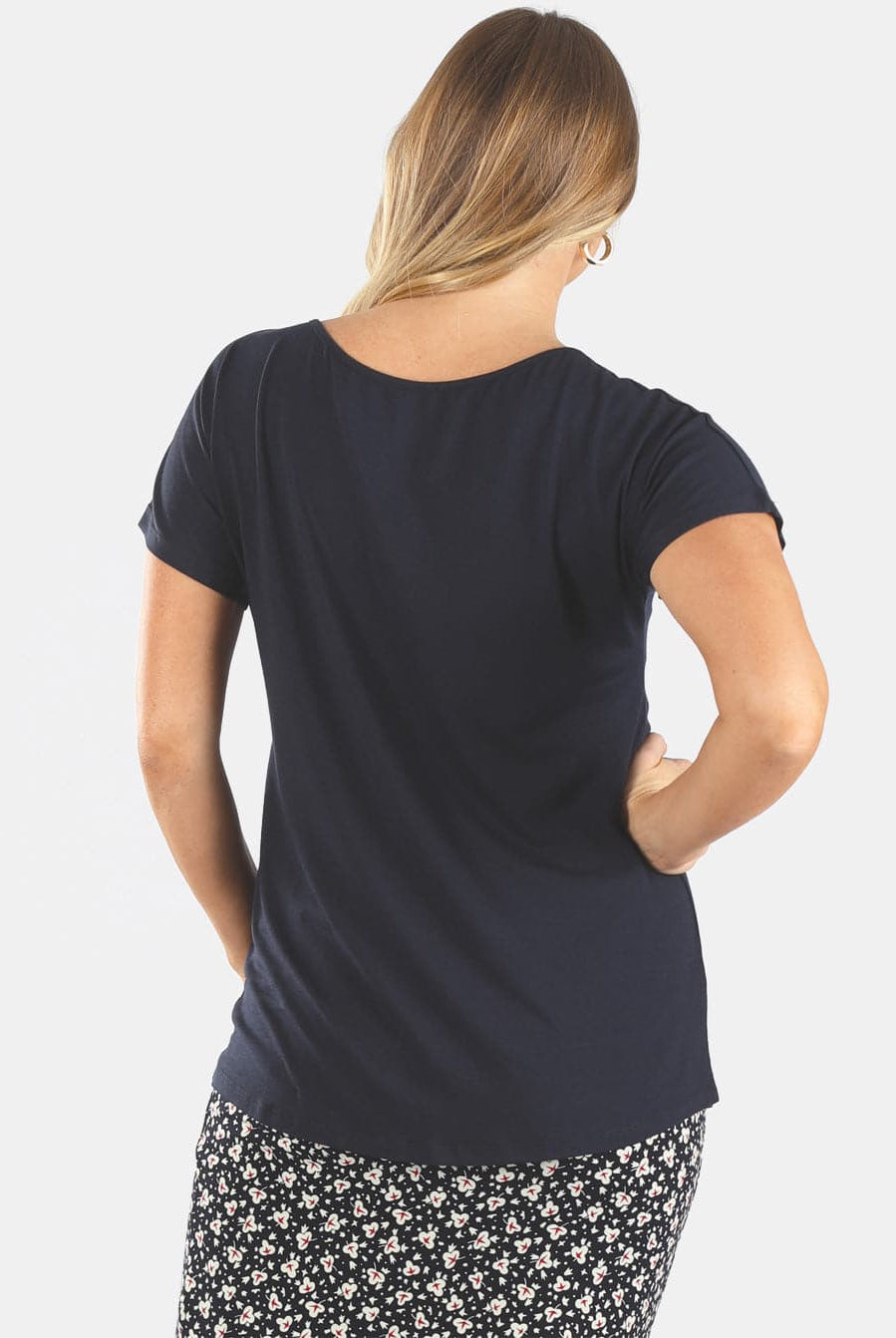 Maternity Navy Rib Split Top - Angel Maternity - Maternity clothes - shop online (6600198848615)