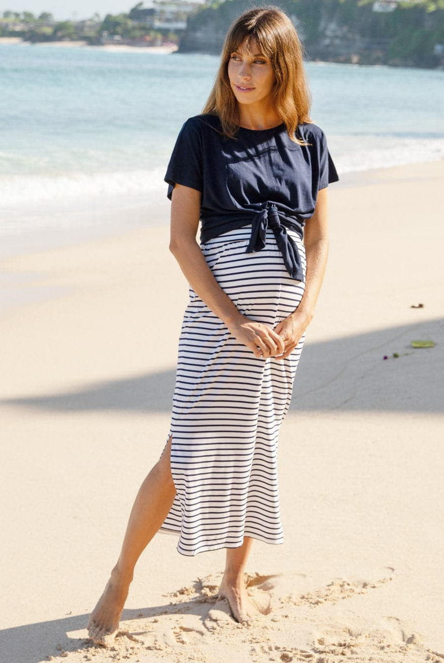 Reversible Tie Front Tee in Navy (6600198848615)