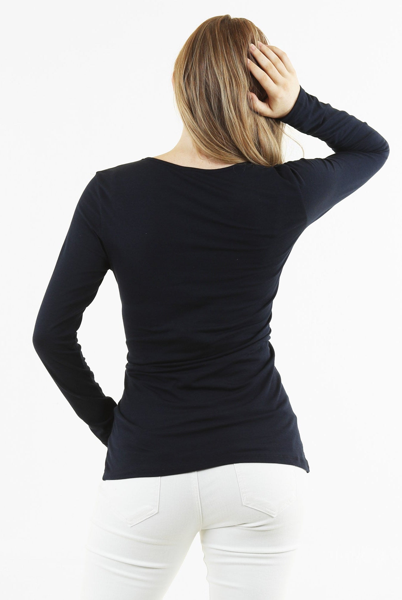 Back view - Maternity & Nursing Crossover Long Sleeve Tee Top (6669517029470)