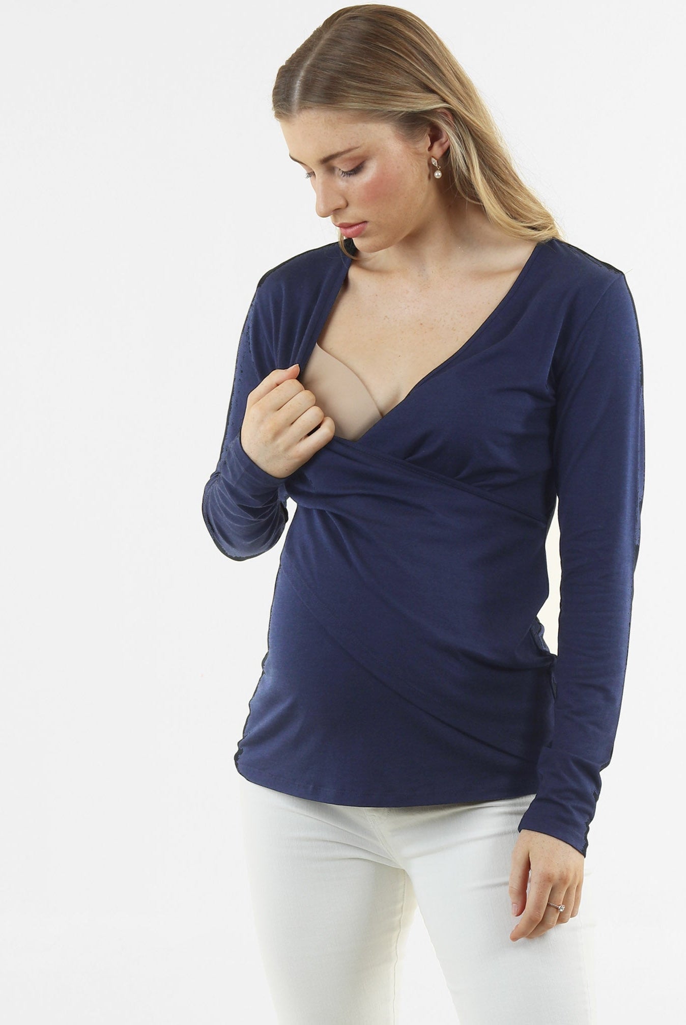 Easy access breastfeeding maternity top (6669517029470)