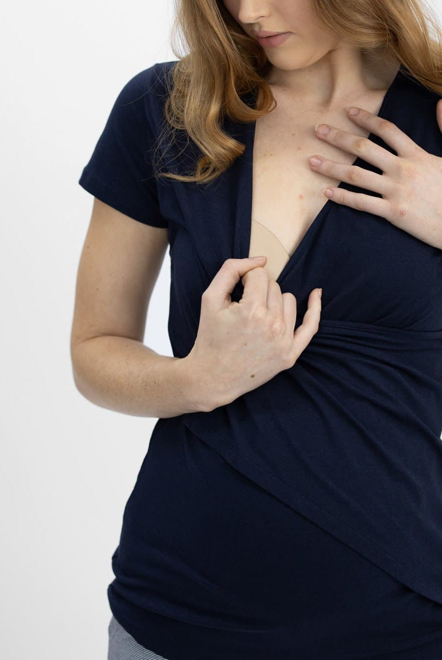 Nursing friendly - Short Sleeve Nursing Friendly Bamboo Maternity Crossover Black Top (4801468399710)