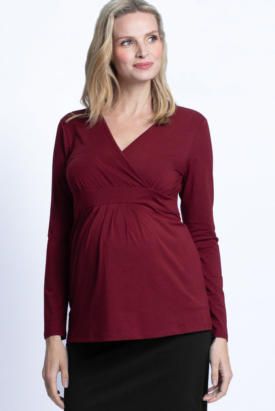 Maternity Bamboo Wrap Nursing Work Top - Angel Maternity USA (4694373269598)