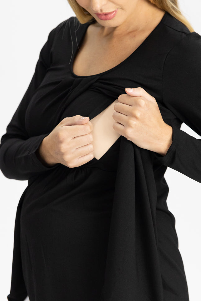 Long Sleeve Maternity and Nursing Top in Black nursing (4792059265118)