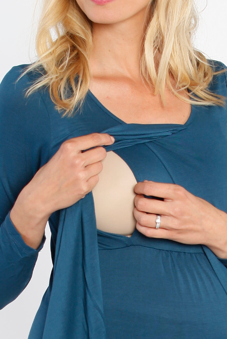 Nursing friendly - Petal Front Long Sleeve Nursing Top - Deep Plum (1580642664542)