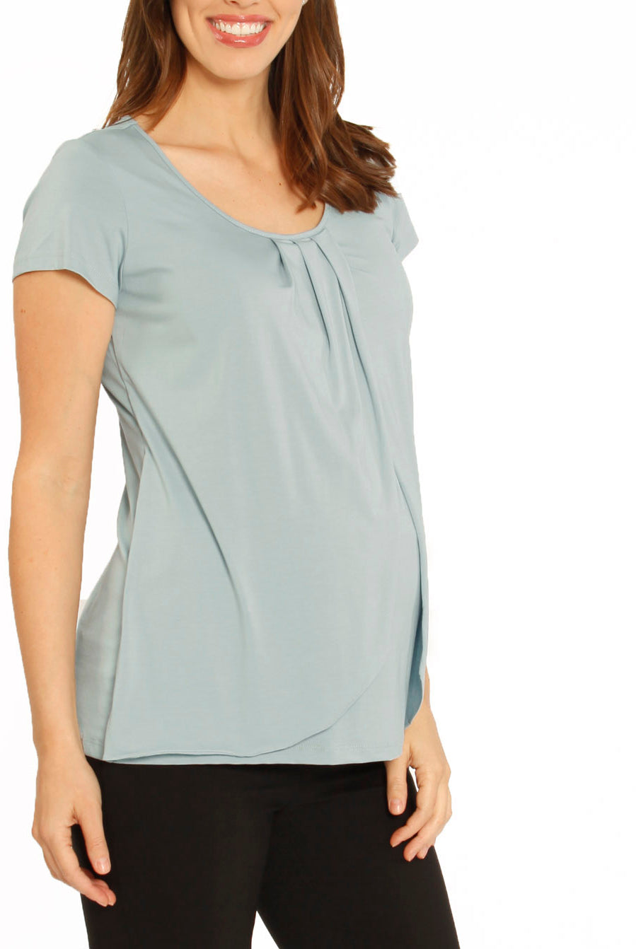 Petal Front Short Sleeve Nursing Top - Violet - Angel Maternity USA (1301900591198)
