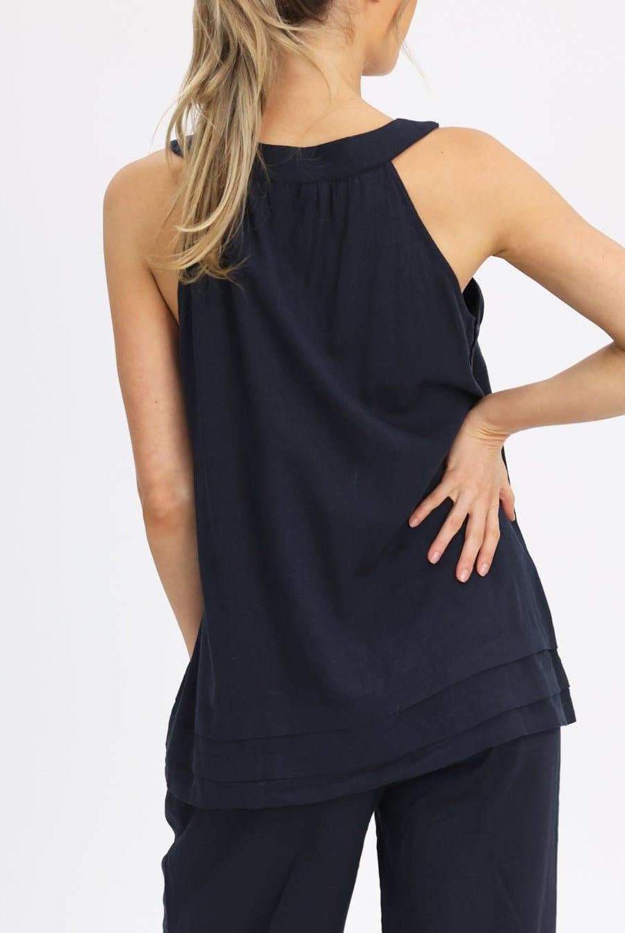 Maternity Sleeveless Linen Top in Navy - Angel Maternity - Maternity clothes - shop online (6640781557854)