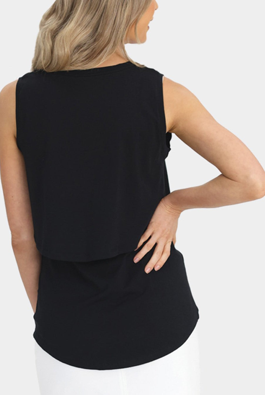 Back view - Black Sleeveless Maternity & Nursing Tank (6639696150622)