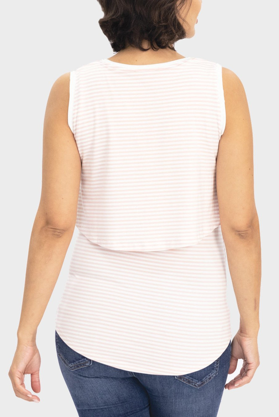 Back view - Maternity & Nursing Pink Stripes Tank (6639696281694)