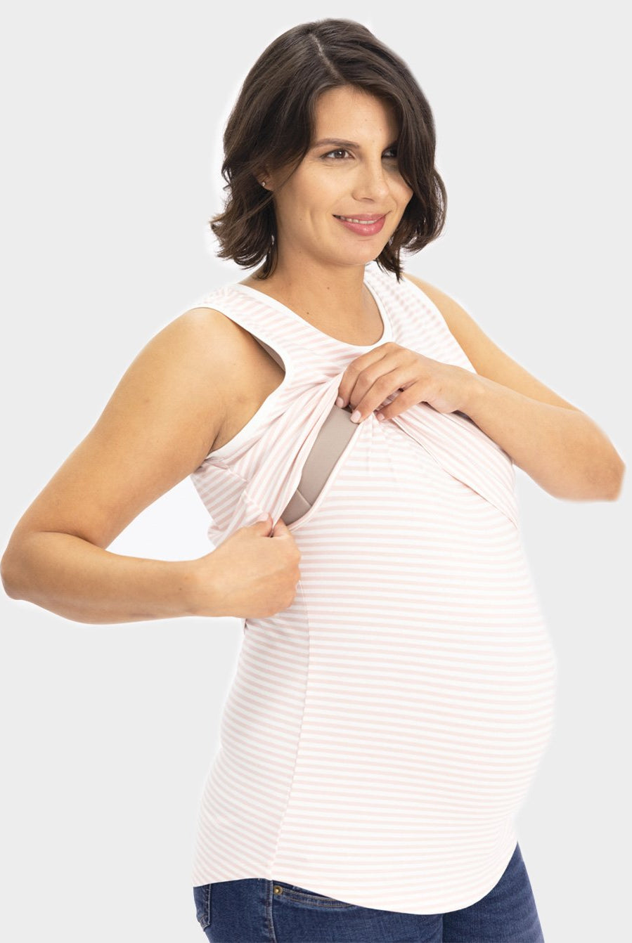 Nursing friendly - Maternity Pink Stripes Tank (6639696281694)